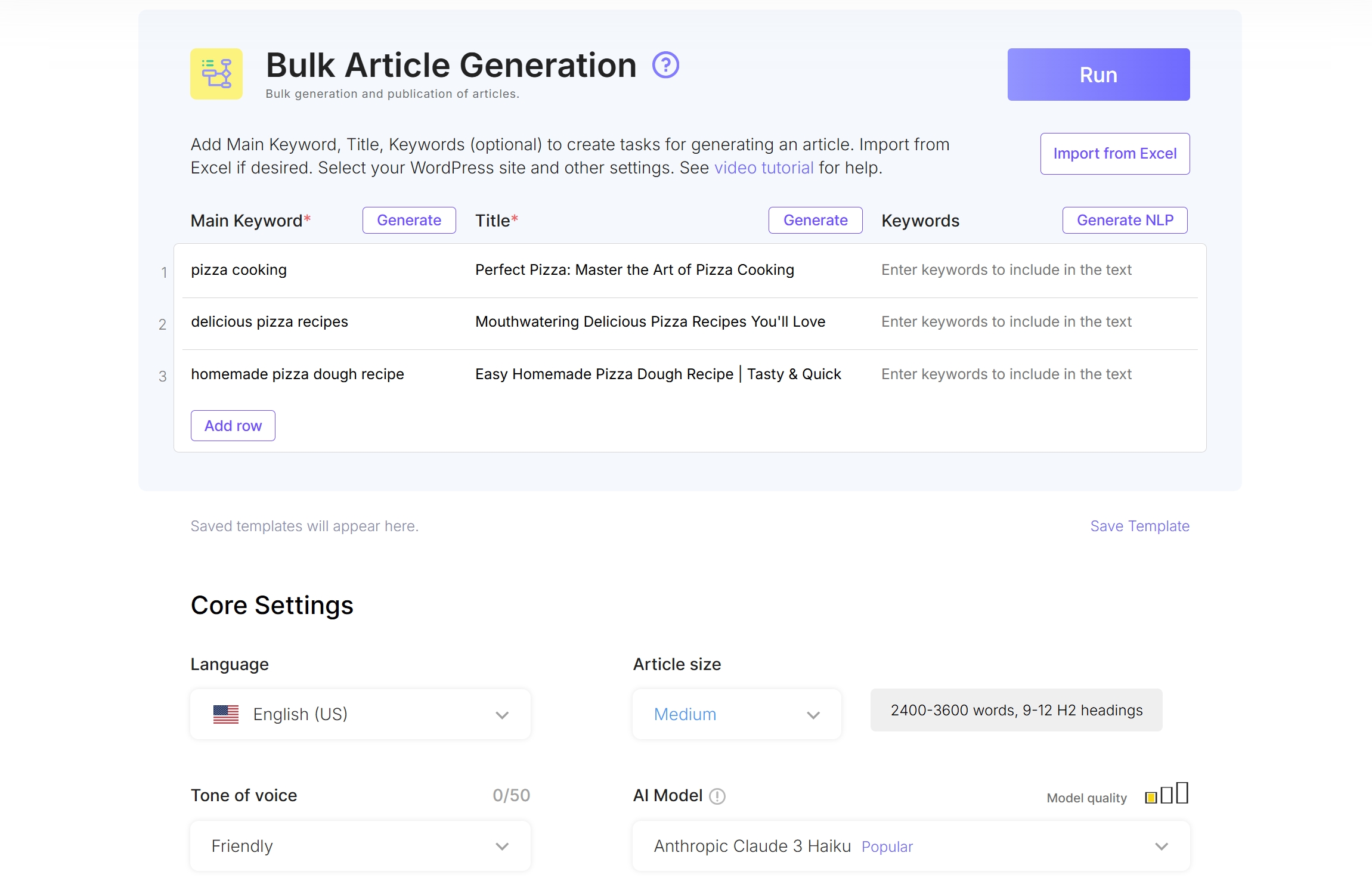 screenshot of SEO WRITING